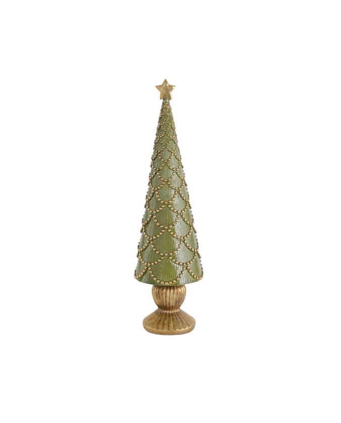 Small Green Tree with Gold Scallops