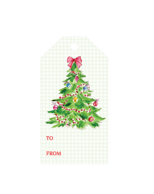 Christmas Trees with Colorful Ornaments Gift Tag