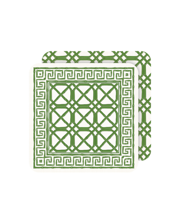 Dark Green Caning Die-Cut Coasters