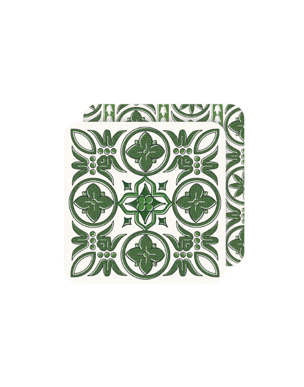 Green Verdigris Fiore Die-Cut Coasters