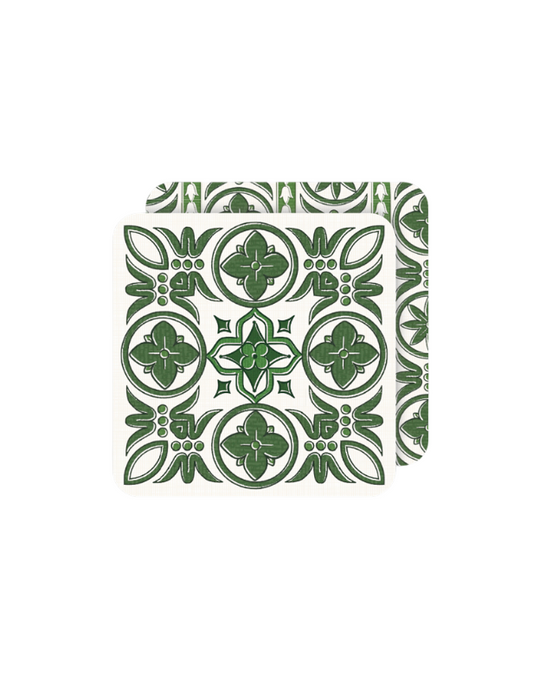 Green Verdigris Fiore Die-Cut Coasters