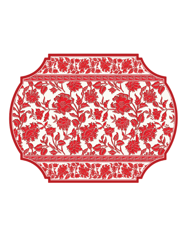 Red Vintage Lily Pattern Posh Die-Cut Placemat