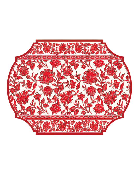Red Vintage Lily Pattern Posh Die-Cut Placemat