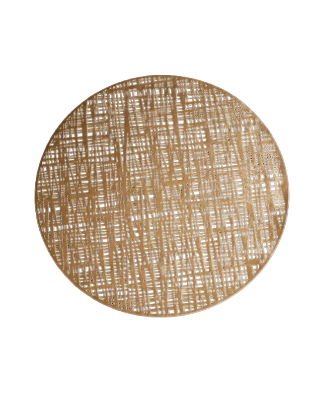VIDA Basketweave 15" Round Placemats Set of 4 (Gold)