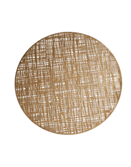 VIDA Basketweave 15" Round Placemats Set of 4 (Gold)