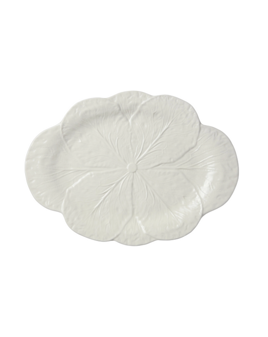 Le Jardin Cabbage Oval Platter - White