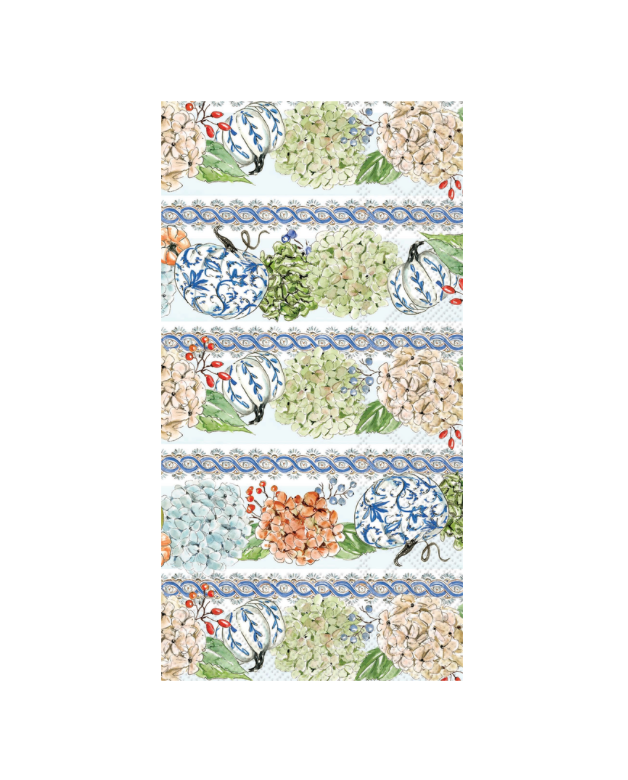 Fall Hydrangea Stripes Guest Towel