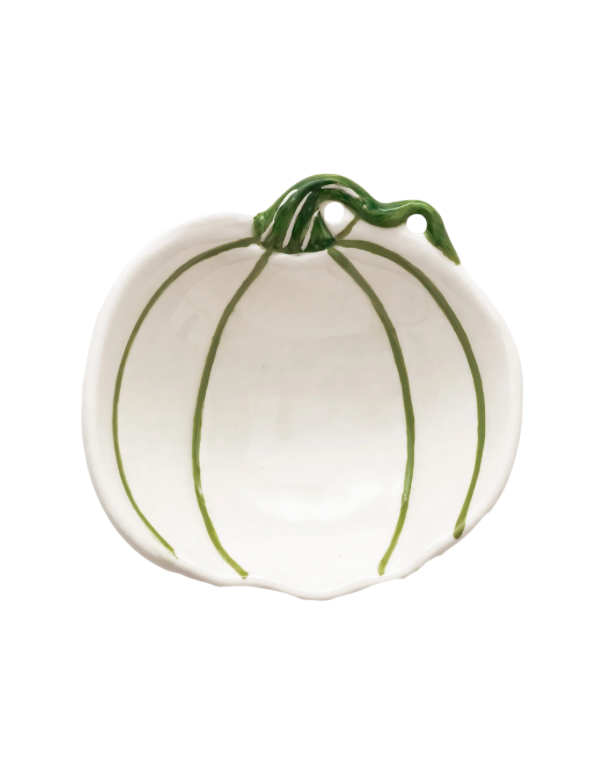 White and Green Pumpkin Bowl Large