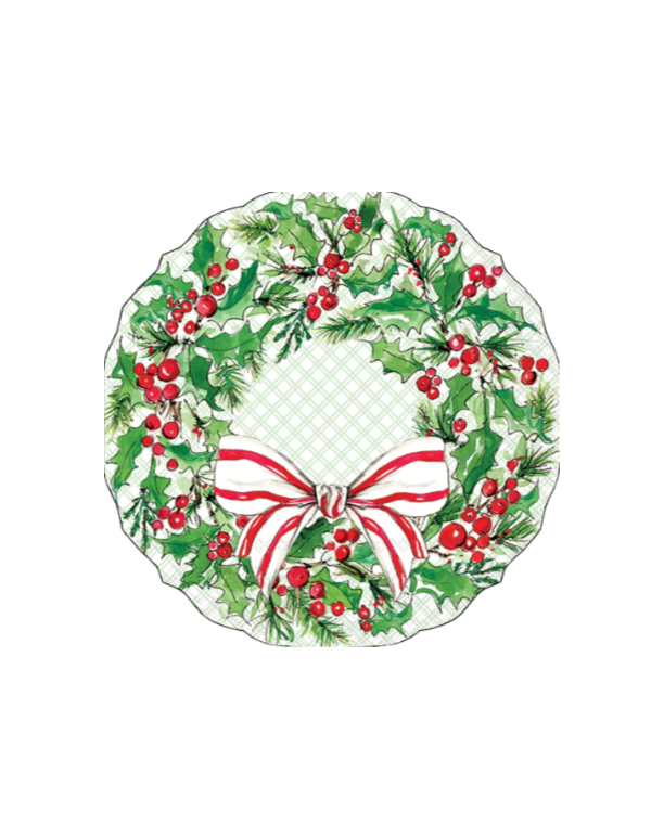 Holly Berry Wreath Shaped Lunch Napkin