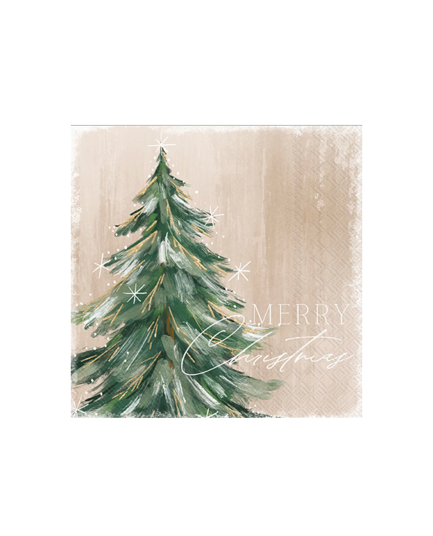 Gilded Painterly Tree Cocktail Napkin