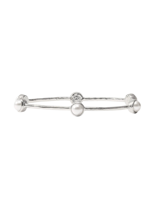 Julie Vos Milano Luxe Bangle- Silver- Pearl - S