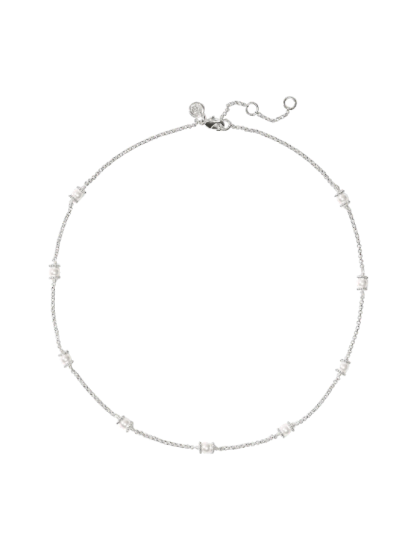 Julie Vos Hydra Delicate Station Necklace - Silver - Pearl - OS