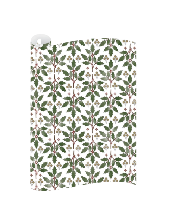 Dogwood Hill Holly Stencil Wrapping Paper Roll