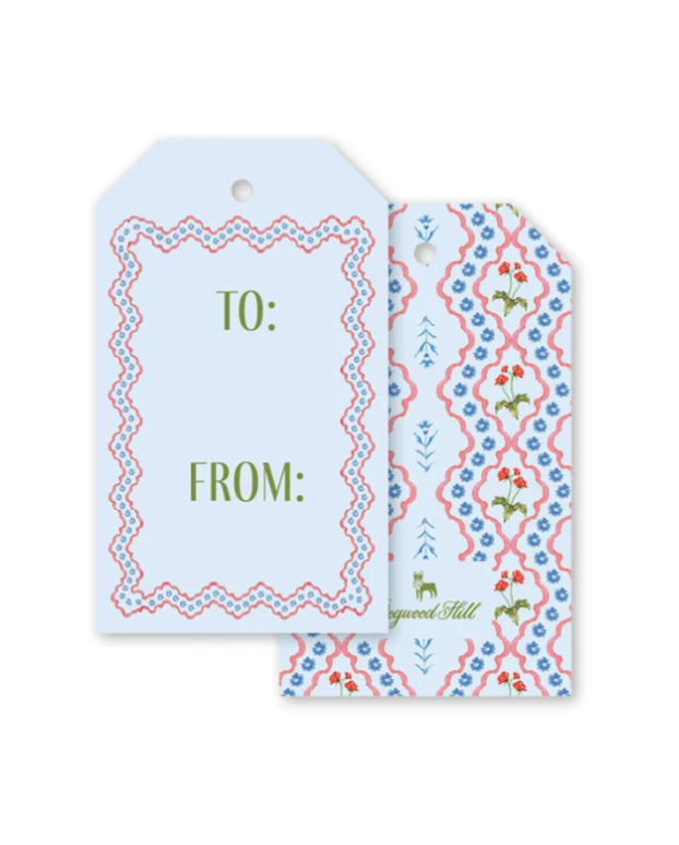Dogwood Hill Lamia Damask Blue Gift Tags