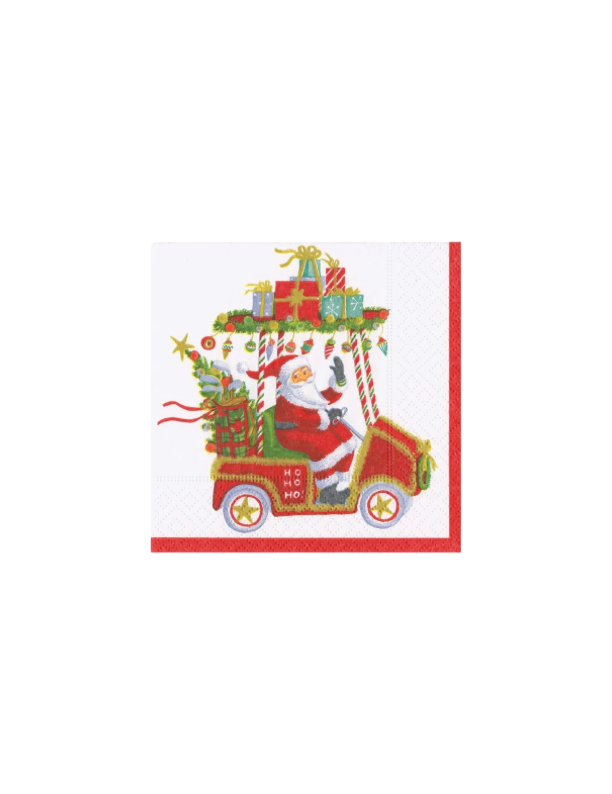 Santa's Golf Cart Napkin Cocktail