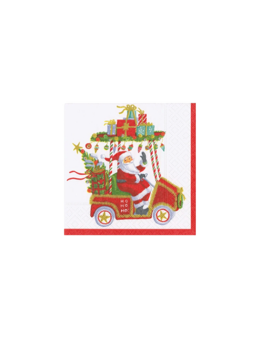 Santa's Golf Cart Napkin Cocktail