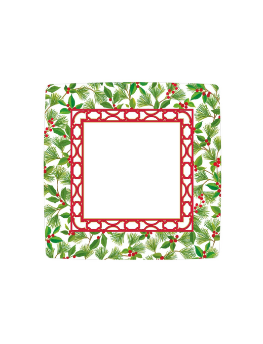 Knots And Greenery White Sq Square Dinner Plates