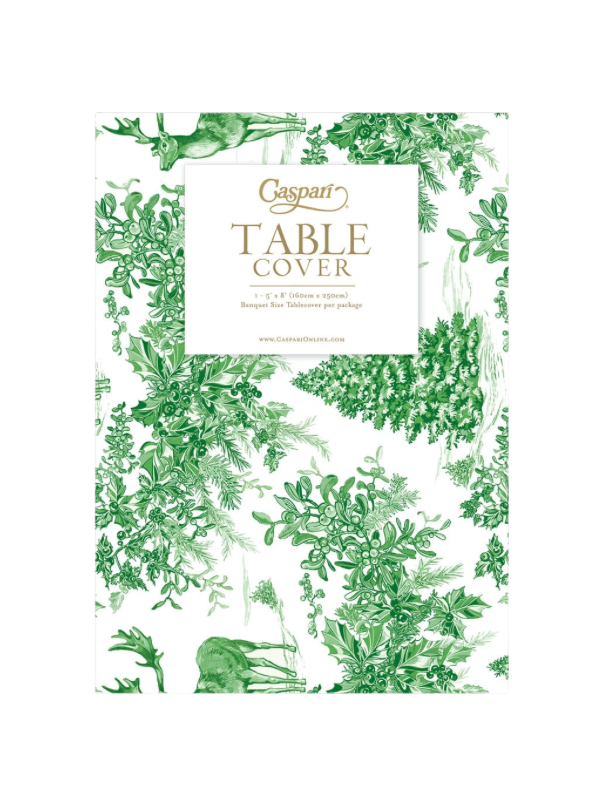 Christmas Tree Toile Sage/White Paper Linen Tablecover