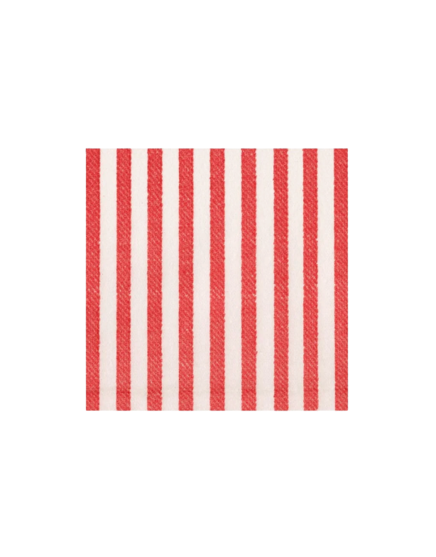 Melograno Stripe Red-Paper Linen Paper Linen Cocktail Napkin