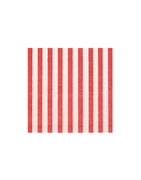 Melograno Stripe Red-Paper Linen Paper Linen Cocktail Napkin
