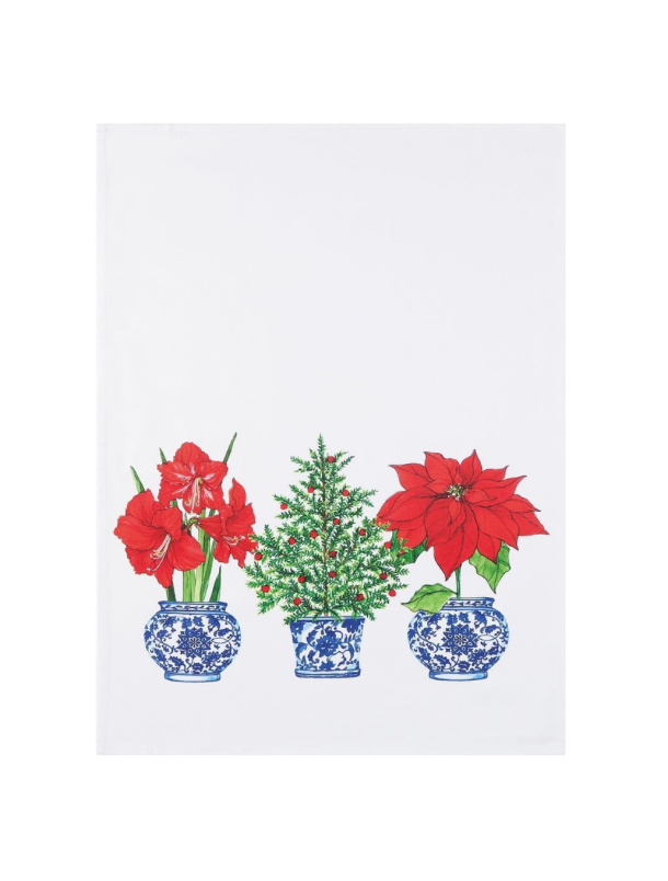 Chinoiserie & Amaryllis Flour Sack Kitchen Towel
