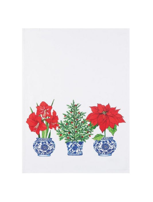 Chinoiserie & Amaryllis Flour Sack Kitchen Towel