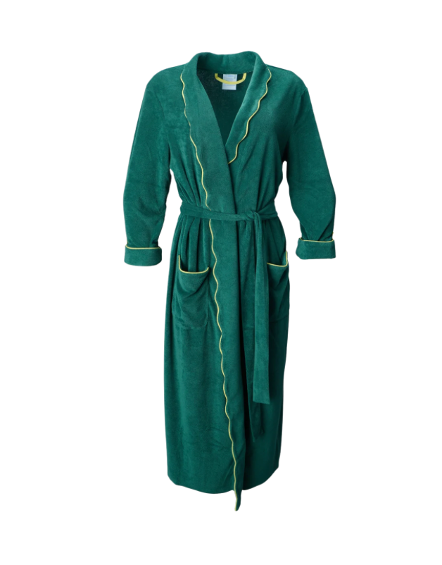 Weezie Women's Long Scallop Lightweight Robe - Emerald