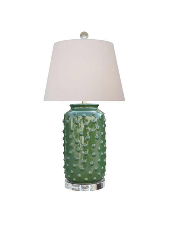 Pine Green Dot Vase Lamp