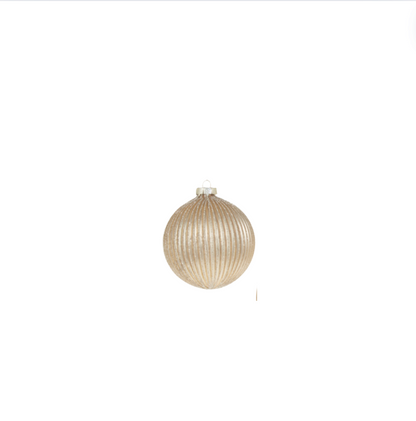 4" Champagne Glitter Ribbed Ornament