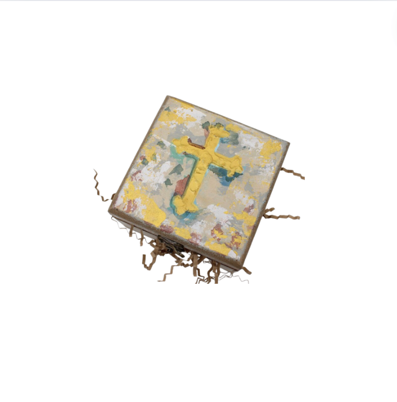 Hand painted Wooden Cross Box