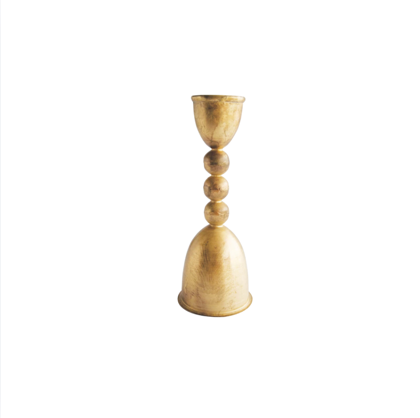 Metal Taper Holder, Distressed Brass Finish