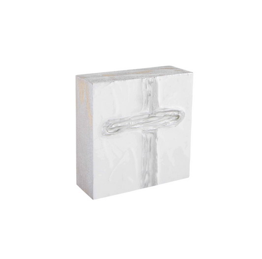 Square Cross Plaque- Gold and Silver