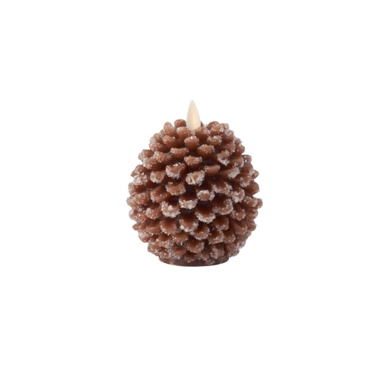 Brown Wax Snowy Candle