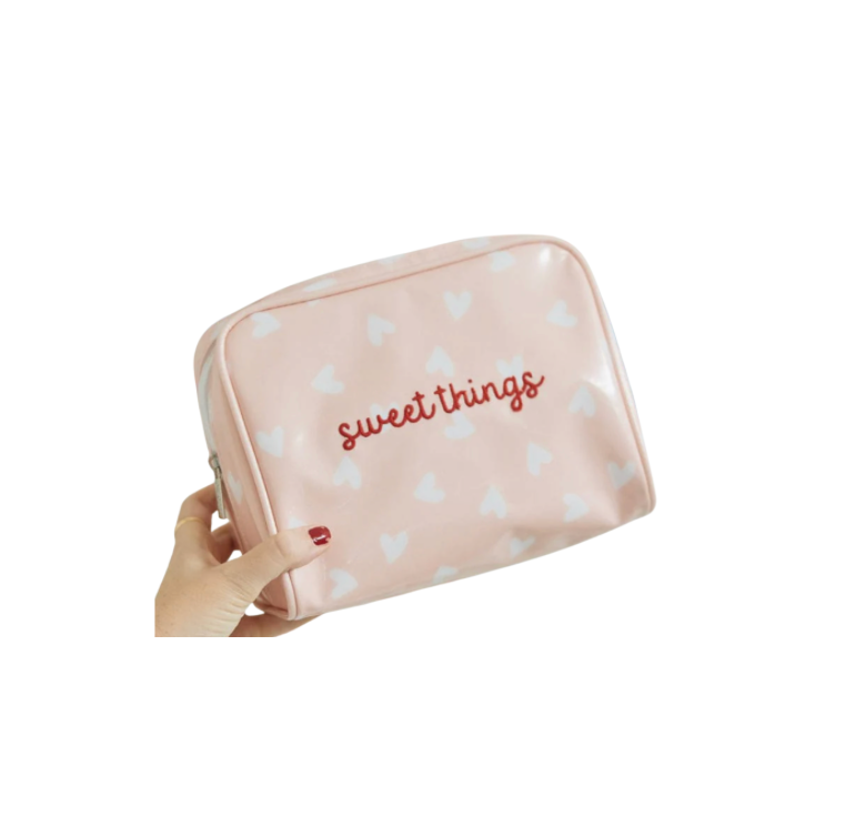 Weezie Tossed Pink Hearts Toiletry Bag
