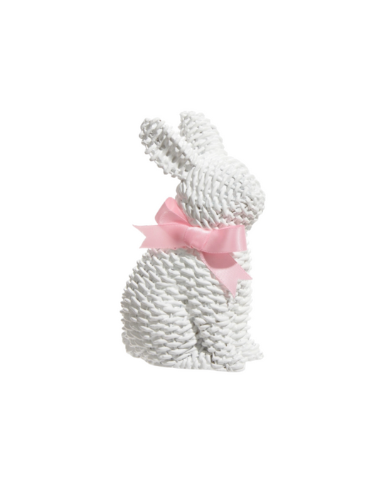 White Woven Bunny with Bow