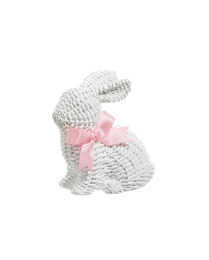 White Woven Bunny with Bow