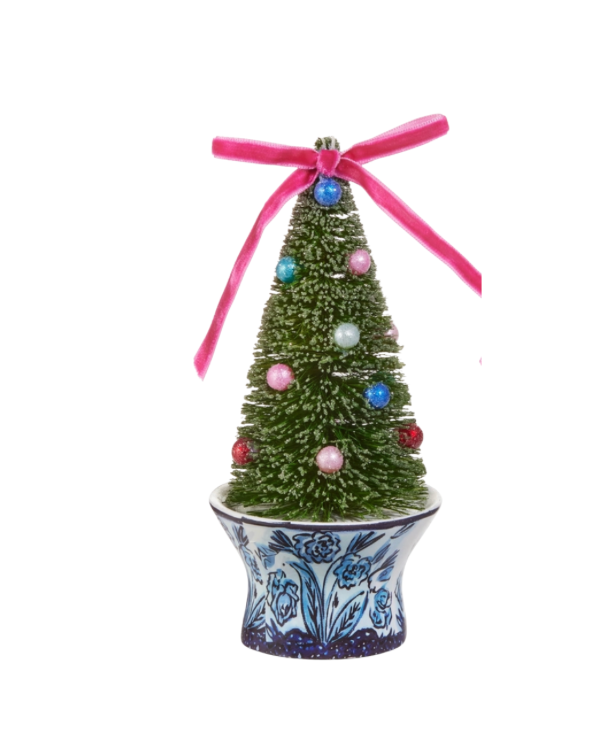 Bottle Brush Trees In Chinoiserie Pot Ornament