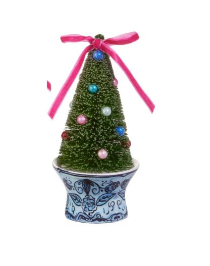 Bottle Brush Trees In Chinoiserie Pot Ornament