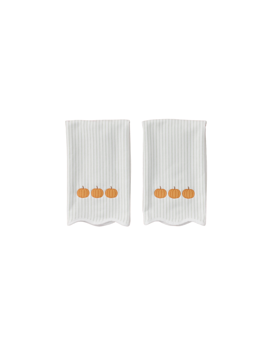 Pumpkin Scalloped Towel- Green Stripe