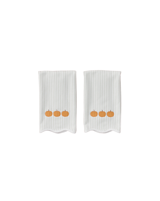 Weezie Pumpkin Scalloped Towel- Green Stripe