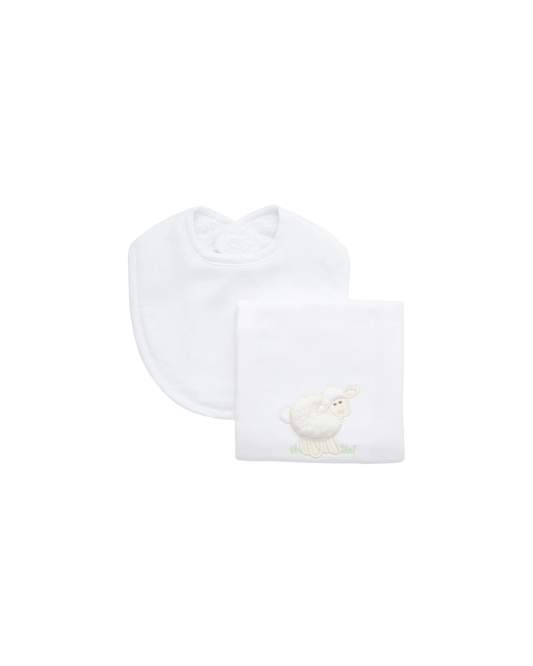 3Marthas-Lamb Basic Bib & Burp Boxed Set, White
