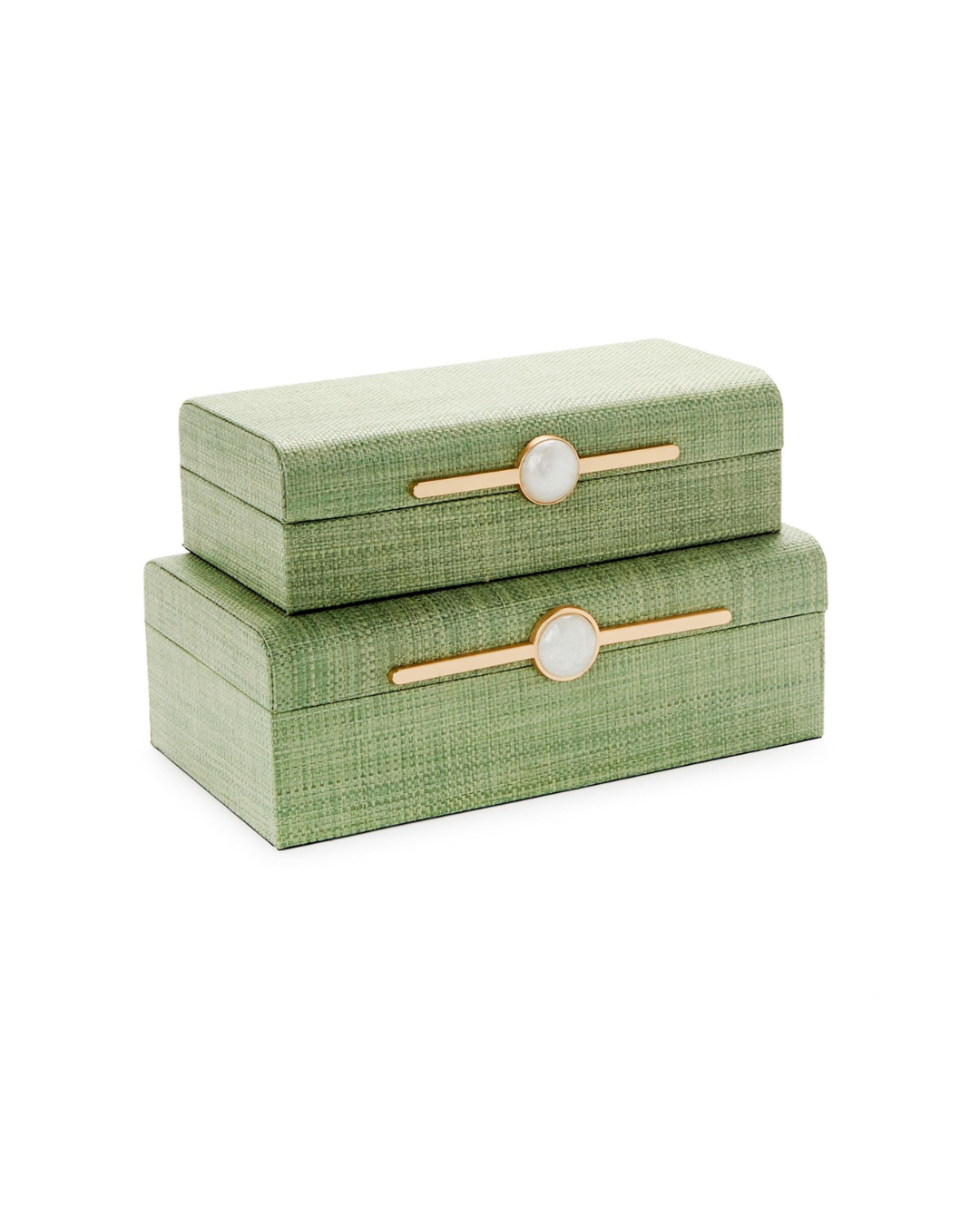 Monaco Green Faux Seagrass Nested Decoratives Boxes