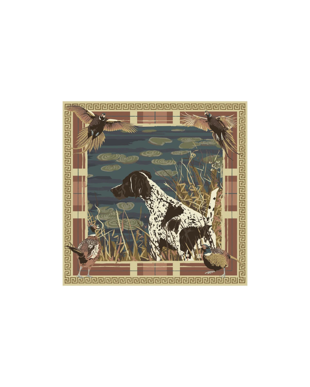 Austin Williams Navy and Wine Pheasant Watch Silk Scarf
