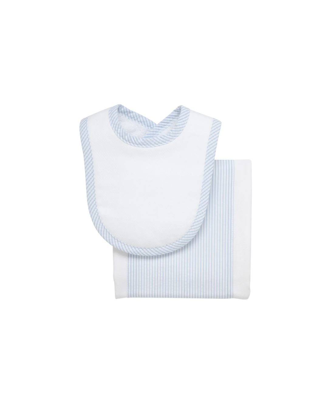 3Marthas-Seersucker Stripe Drooler Bib & Burp Set