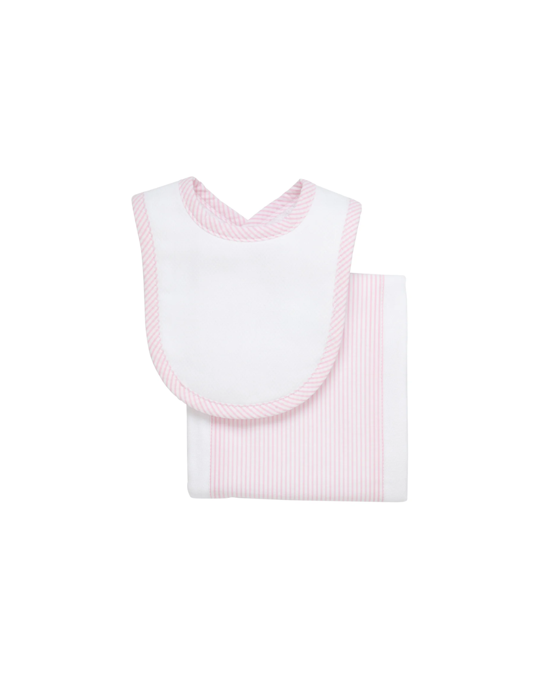 3Marthas-Seersucker Stripe Drooler Bib & Burp Set