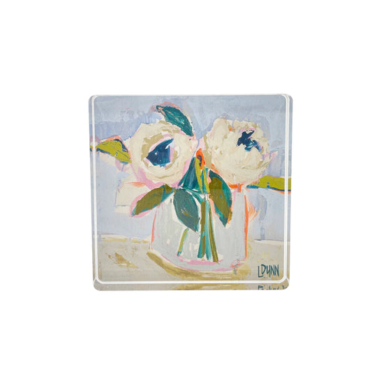 Lauren Dunn Peony Teal Acrylic Block