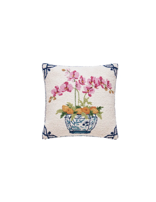 Oranges And Orchids Hook Pillow