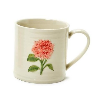 Hydrangea Mug with Embossed Hand-Painted Flower