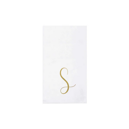 Vietri Papersoft Gold Monogram Guest Towels