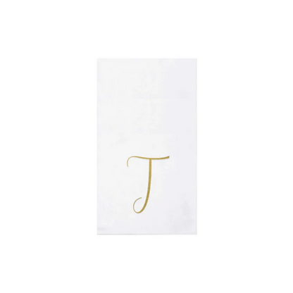 Vietri Papersoft Gold Monogram Guest Towels